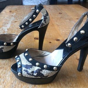 Michael Kors Genuine Snakeskin Studded Delancy Platform Heel Pumps Stiletto 7.5M